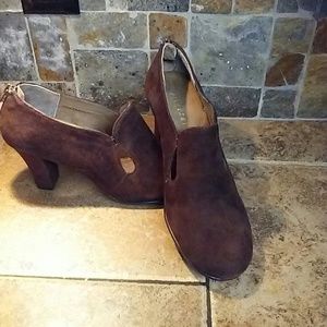 Aerosoles Brown suede booties. Zip back. Cut-outs